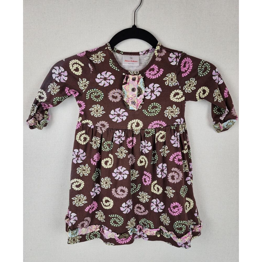 Hanna Anderson Brown Dress fauna Print Little girls 18-24 months